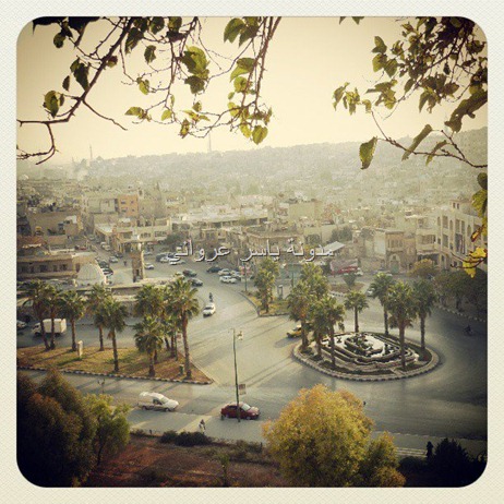 منظر عام لمدينة حماة يظهر بالصورة جامع الحسنين منظر عام لمدينة حماة يظهر بالصورة جامع الحسنين