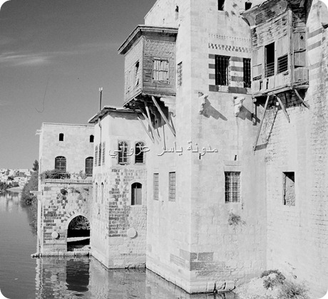 بيوت حي الكيلانية على ضفاف نهر العاصي