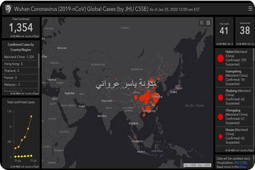 خريطة مباشرة بأماكن إنتشار فيروس كورونا في العالم